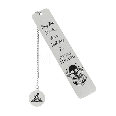 Skeleton Stainless Steel Rectangle Bookmark for Booklovers Reader PW-WGA1359-02-1