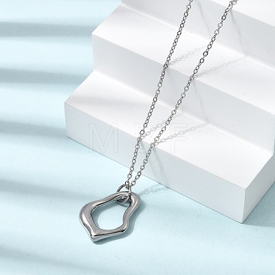 Irregular 304 Stainless Steel Pendant Necklace & Stud Earrings Sets for Women SJEW-E052-01P-1