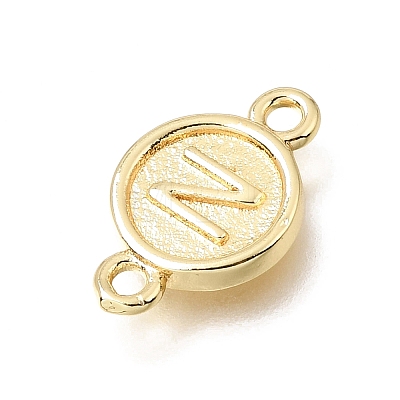 Brass Disc with Initial Links Connector Charms KK-E802-36G-N-1