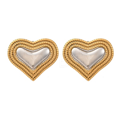 304 Stainless Steel Two Tone Stud Earrings EJEW-Z109-05GP-01-1