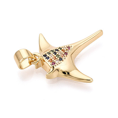 Brass Micro Pave Cubic Zirconia Pendants KK-T080-12G-1