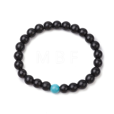 Synthetic Turquoise Beaded Stretch Bracelets for Women Men BJEW-JB11552-01-1