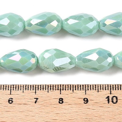 Opaque Solid Color Electroplate Glass Beads Strands EGLA-N013-P8mm-B14-1