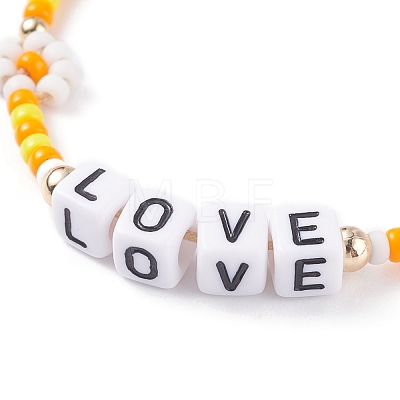 Love Word Acrylic Cube Braided Beaded Bracelets BJEW-TA00068-02-1