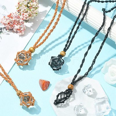 4Pcs 2 Colors Braided Wax Rope Cord Macrame Pouch Necklace Making NJEW-CJ0001-02-1