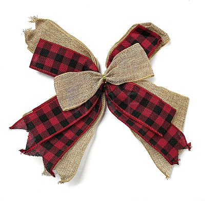 Christmas Linen Big Bowknot Decorations AJEW-M041-01B-1