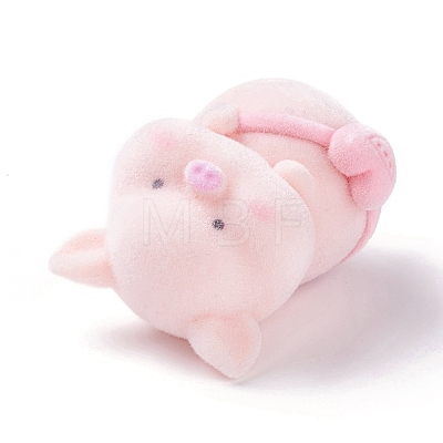 Flocky Resin Miniature Pig Figurines AJEW-Z007-04-1