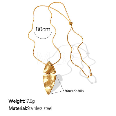 304 Stainless Steel Textured Leaf Pendant Long Necklaces WGDFF54-02-1