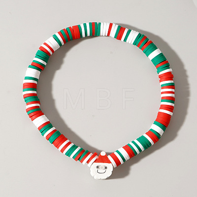 Christmas Polymer Clay Heishi & Acrylic Beads Stretch Bracelets for Women MC0425-2-1