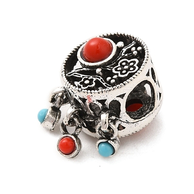 Tibetan Style Alloy Resin European Beads FIND-Z063-19AS-1-1