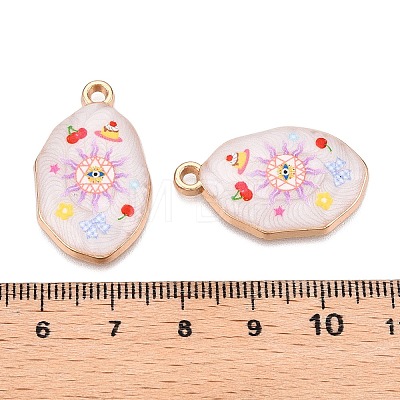 Printed Rack Plating Alloy Enamel Pendants ENAM-T020-04C-1