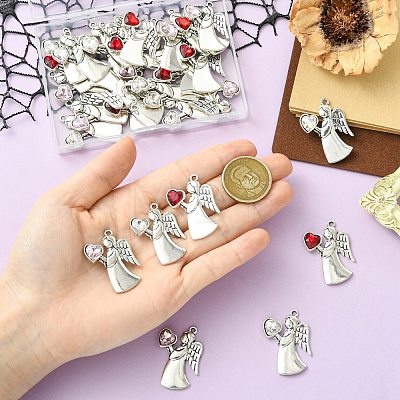 30Pcs 3 Colors Antique Silver Alloy Rhinestone Pendants FIND-CJ0006-07-1
