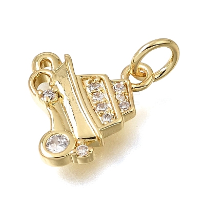 Brass Micro Pave Clear Cubic Zirconia Charms CU-CBAEEA8-30G-1