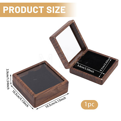Wood Necklace Storage Boxes with Visible Window and Magnetic Lid CON-WH0107-106-1