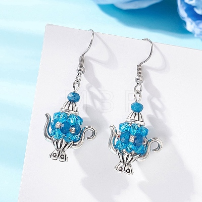 Glass Seed Beaded Dangle Earrings EJEW-MZ00703-1