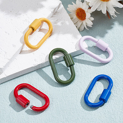 5Pcs 5 Colors Baking Paint Alloy Screw Locking Carabiners FIND-FI0001-12-1