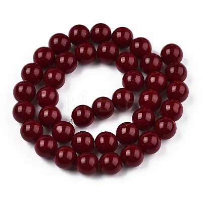 Opaque Solid Color Glass Beads Strands GLAA-T032-P10mm-05-1