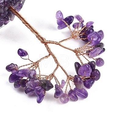 Natural Amethyst Chips Tree of Life Decorations DJEW-B013-01D-1