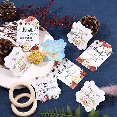 4 Sets 4 Styles Floral Pattern Paper Gift Tags CDIS-SZ0001-12-1