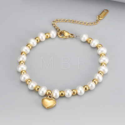 304 Stainless Steel & Imitation Pearl Charm Bracelets FS-WGF99C6-01-1