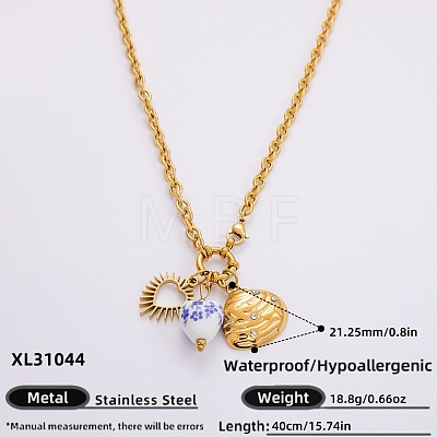 Ocean 304 Stainless Steel & Porcelain Pendant Necklaces FS-WG3F40F-01-1