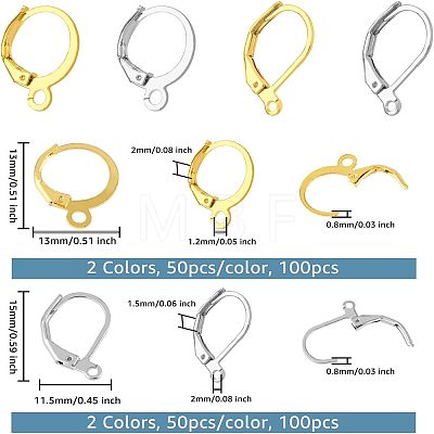 200Pcs 4 Style Iron Leverback Earring Findings EJEW-FH0001-07-1