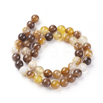 Natural Striped Agate/Banded Agate Beads Strands G-G582-6mm-51-1