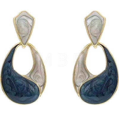 Alloy Enamel Stud Dangle Earrings WG174D6-01-1
