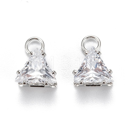 Brass Clear Cubic Zirconia Charms ZIRC-G170-15P-1