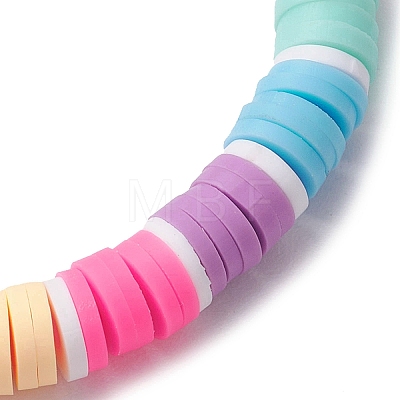 Rainbow Color Disc Handmade Polymer Clay Beaded Stretch Kid Bracelets for Girls BJEW-JB10351-01-1