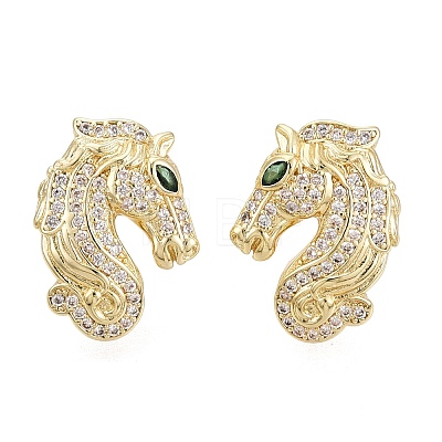 Brass Micro Pave Cubic Zirconia Stud Earrings EJEW-Q033-01G-1