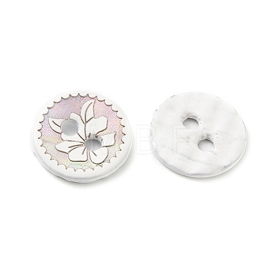 Laser Flower Pattern Natural Abalone Shell/Paua Shell Buttons SH-CBA18B6-04A-1