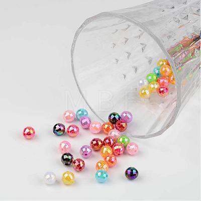 Faceted Colorful Eco-Friendly Poly Styrene Acrylic Round Beads SACR-K001-6mm-M-1