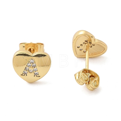 Rack Plating Brass Micro Pave Clear Cubic Zirconia Stud Earrings EJEW-K299-01G-A-1