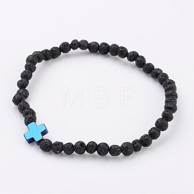 Natural Lava Rock Stretch Bracelets BJEW-JB02471-1