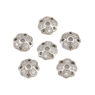 Brass Micro Clear Cubic Zirconia Bead Caps KK-CBA6A75-56P-1