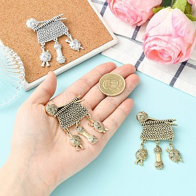 3Pcs 3 Colors Knitting Zinc Alloy Lapel Pins for Backpack Clothes JEWB-CJ0003-56-1