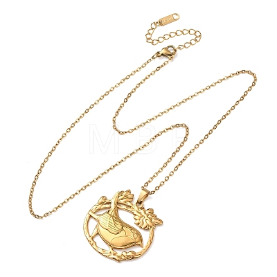 304 Stainless Steel Pendant Cable Chain Necklaces for Men Women NJEW-K308-03E-G-1