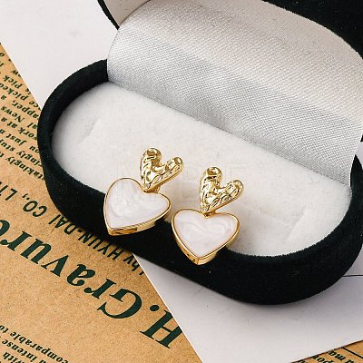 Rack Plating Heart Brass Stud Earrings for Women EJEW-C125-26G-01-1