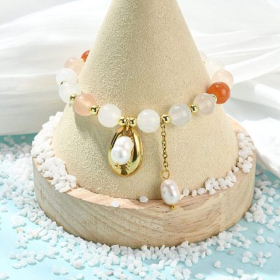 Natural Golden Silk Jade Round Beads Stretch Bracelets BJEW-JB14145-03-1