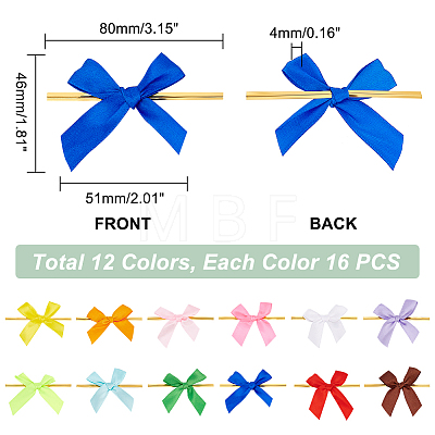   192Pcs 12 Colors Polyester Packaging Ribbon Bows DIY-PH0013-56-1