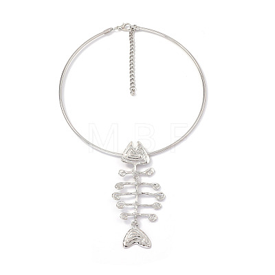 Ocean Zinc Alloy Fishbone Shape Pendant Necklaces for Women WG08D18-02-1