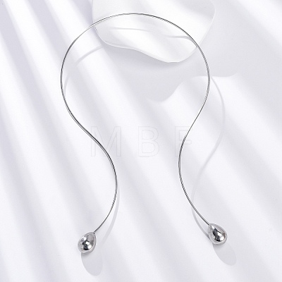 304 Stainless Steel Open Teardrop Choker Necklaces for Women NJEW-C068-01P-1