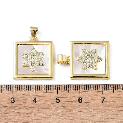 Rack Plating Brass Micro Pave Clear Cubic Zirconia Pendants KK-K341-44G-03-1