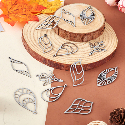 14Pcs 7 Style Stainless Steel Pendants STAS-PJ0001-46-1