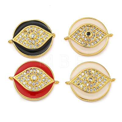 Rack Plating Brass Micro Pave Clear Cubic Zirconia Eye Connector Charms KK-Z063-20G-1