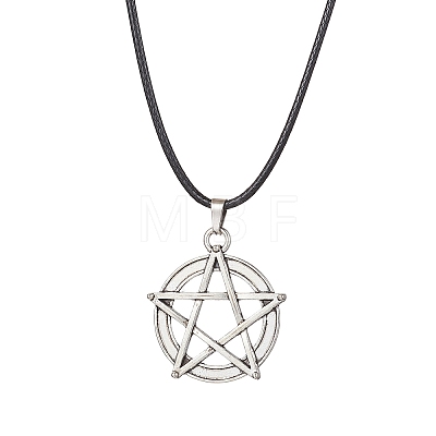 Witch Pentagram Alloy Pendants Necklaces NJEW-JN04543-1