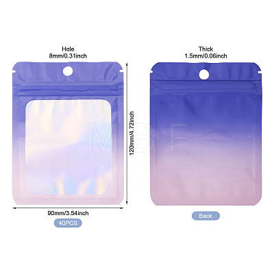 40Pcs Rectangle Glitter Holographic Plastic Resealable Packaging Bags ABAG-TA0001-97B-01-1