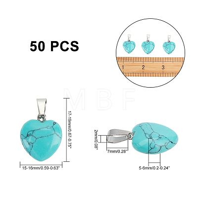 Heart Dyed Synthetic Turquoise Pendants G-AR0002-91P-1