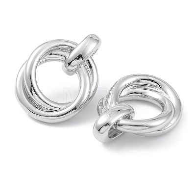 Rack Plating Brass Interlaced Ring Stud Earrings for Women EJEW-K245-04P-1